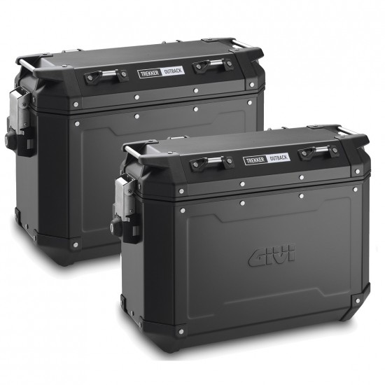 Givi™ Juego de maletas de aluminio Trekker Outback 37L Side Cases Black Line