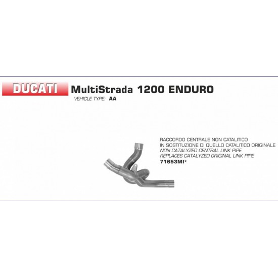 Arrow™ Sistema de escape Union central No catalizador 71653MI Ducati Multistrada 1200 Enduro