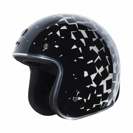 TORC T50 Polygonius Gloss Black Retro 3/4 Open Face Helmet (DOT)