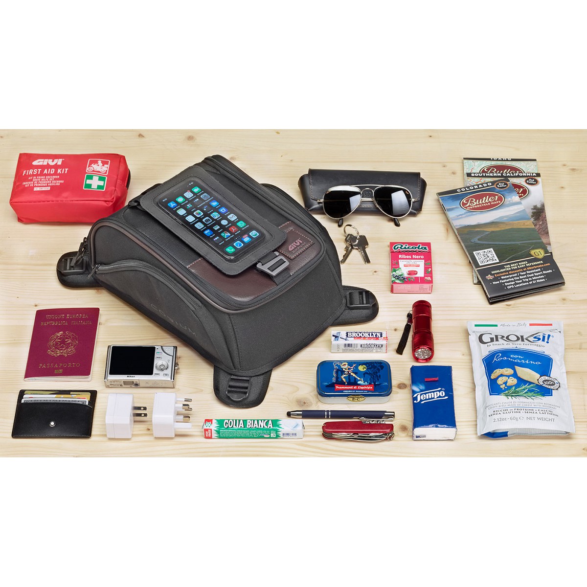 Givi Juego de maletas semirigidas Corium Magnetic/Strap Tankbag Maleta de Tanque
