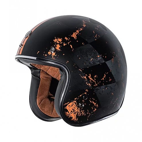 TORC Casco T50 Finale Flat Black Retro 3/4 Open Face Helmet (DOT APPROVED)