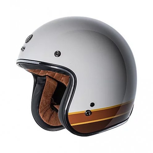 TORC Casco T50 ISO Bars Gloss White Retro 3/4 Open Face Helmet (DOT APPROVED)