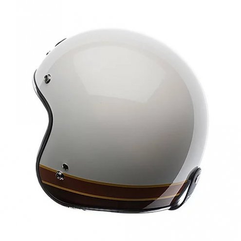 TORC Casco T50 ISO Bars Gloss White Retro 3/4 Open Face Helmet (DOT APPROVED)